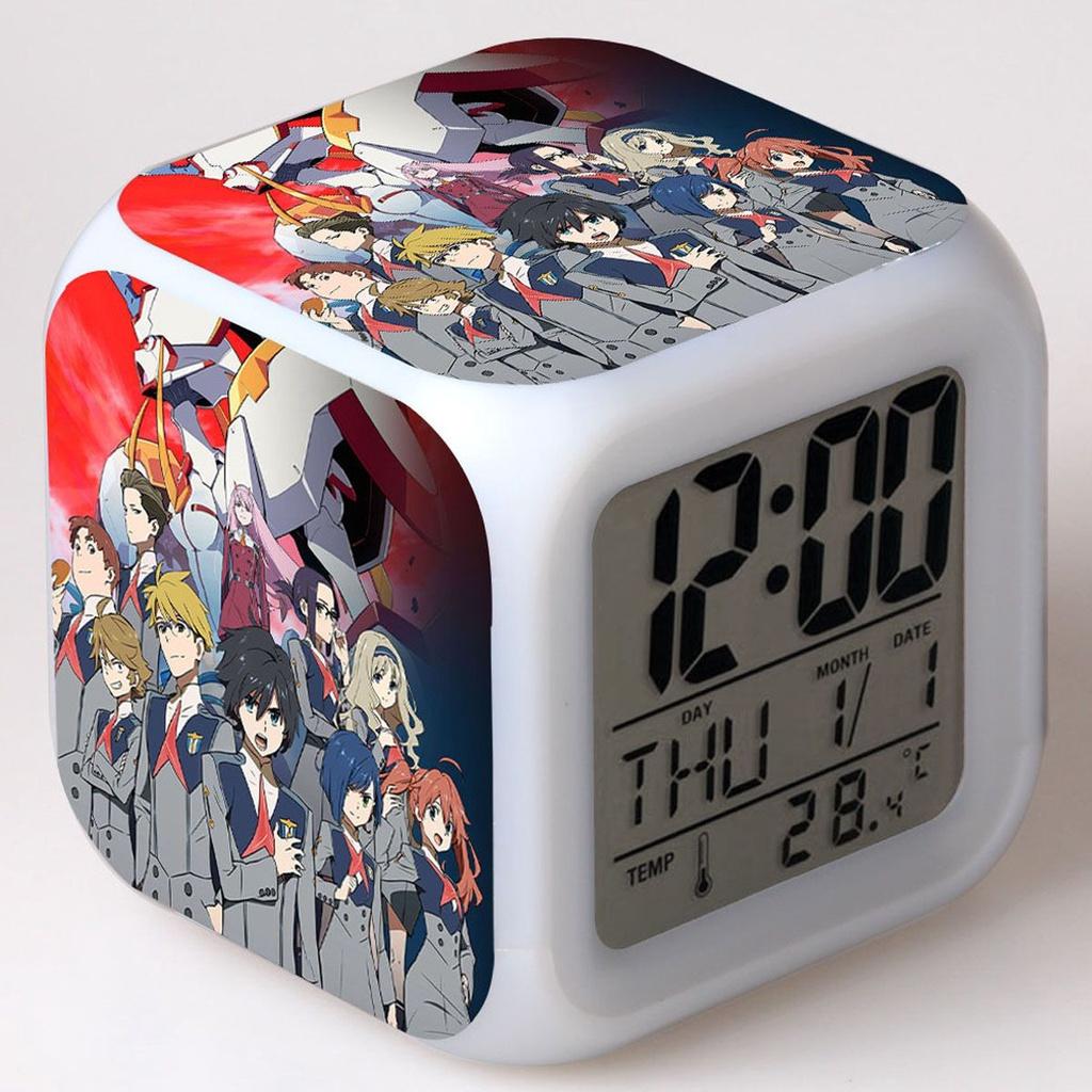 Charming Darling In The Franxx Multi-function 7color Led Alarm Watch Clock Ideal For Gifting