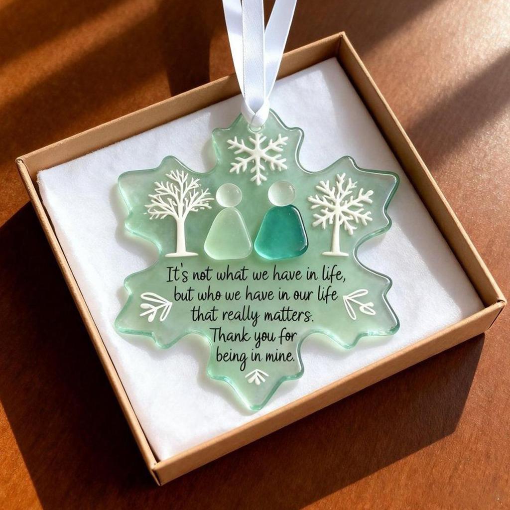 Sea Glass Christmas Ornaments Precious Acrylic Snowflake Christmas Pendant Friendship Keepsake Sea Glass Art For Wall Desktop
