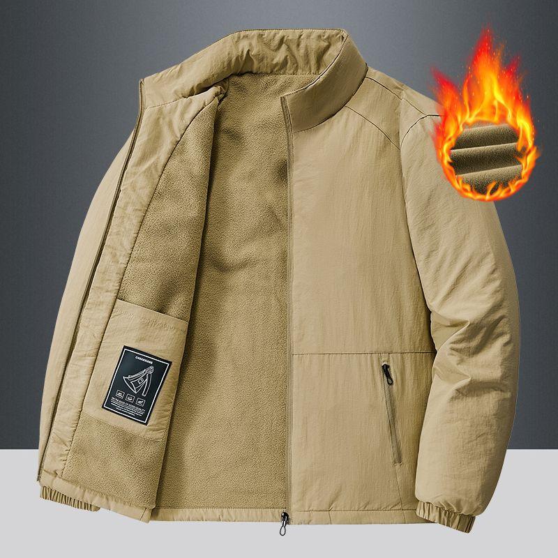 Мужская куртка из плотного бархата с ветрозащитным утеплителем, воротником-стойкой и изысканным внешним видом