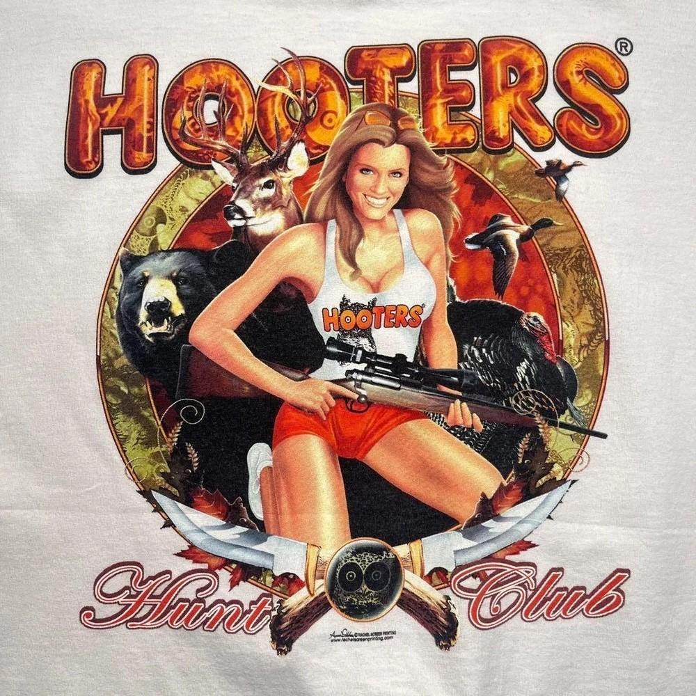 Hooters Band Hunt Club короткий рукав белый цвет классическая футболка KV37054 Унисекс футболка