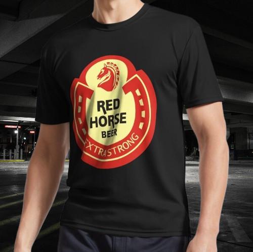 Футболка с логотипом пива Red Horse, смешного размера, американская, унисекс