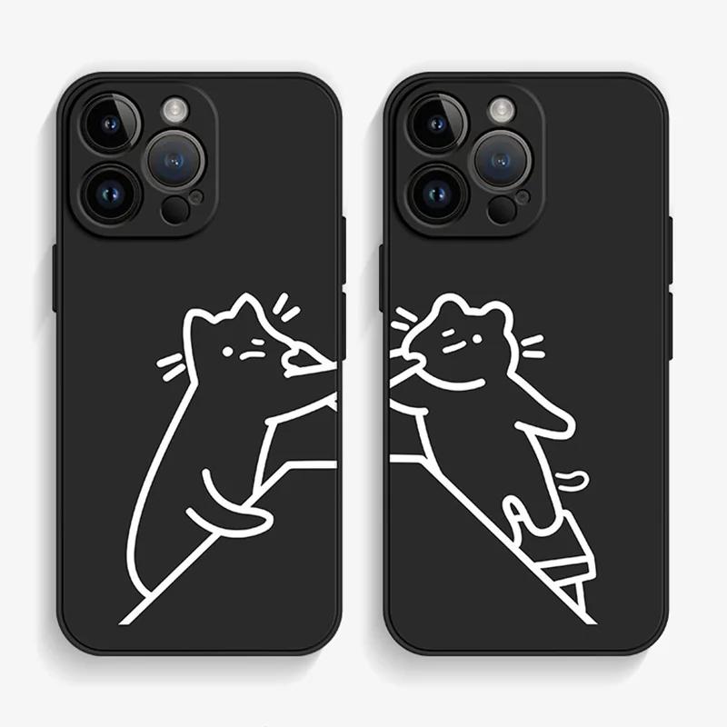 Смешная парная чехол-накладка для телефона с рисунком кошек для iPhone 15 14 12 11 13 16 Pro XS Max Mini XR Xs Plus SE Чехол для влюбленных