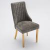 Rayon Cloth Flocking Chenille Dining Chairs, Comfy Upholstered Accent Chair with Golden Stainless Steel Plating Legs, Set of 2 (Gray), DE1647GY