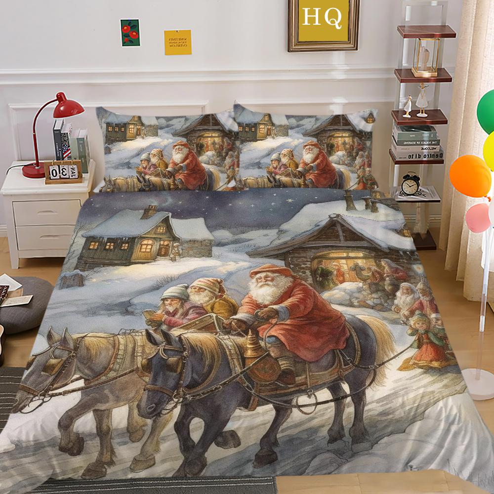 Christmas New Style Printed Full Size Bed Clothes Microfiber Highend Duvet Cover Children Bedroom Decor