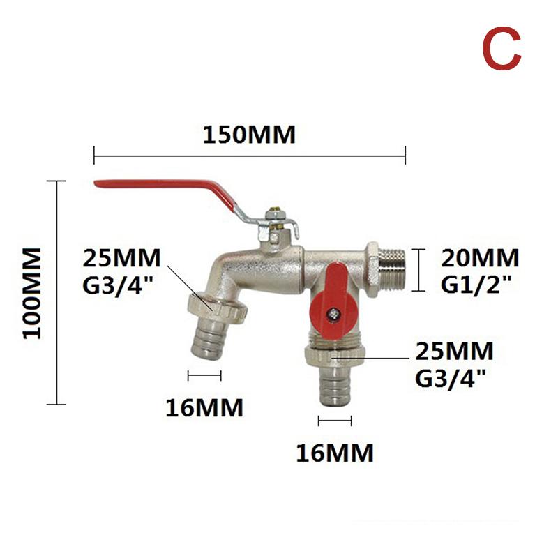 1 шт. двойной водопроводный кран 1/2'' 3/4'' соединитель для разветвителя воды, соединительный адаптер, переключатель клапана, садовый шланг, соединение крана для полива