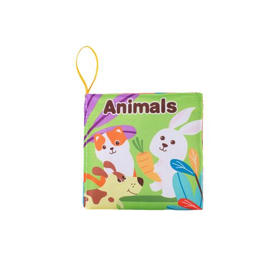 Детская тканевая книжка Встроенный звук Бумага Животные Цифры Фрукты Транспорт Красочные мультяшные принты Развивающая игрушка для развития мозга Сенсорная книга