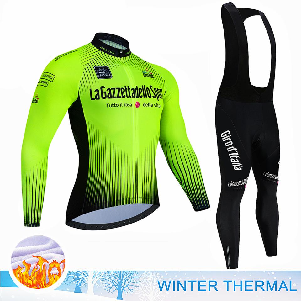 Тур по Италии Зимний Велосипедный Комплект Термофлис Велосипедный Комплект Одежда для Велосипеда МТБ Ciclismo Велосипедный Комплект Спортивная Велосипедная Одежда