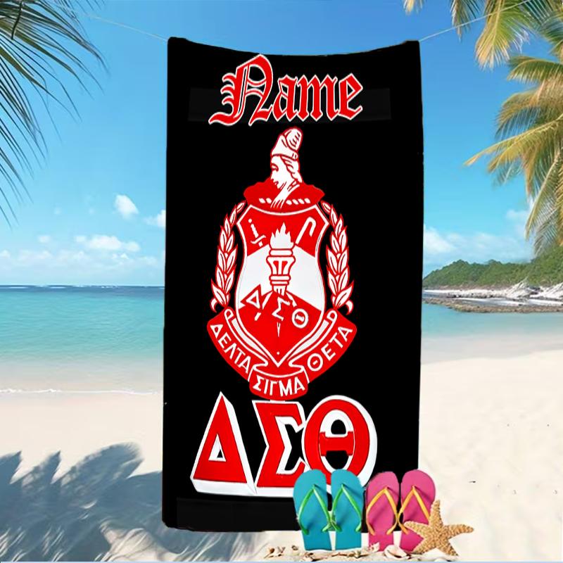 Customizable personalized beach towels Delta Sigma Theta themed designs.Suitable for the beach, yoga, sports;ideal as beach accessories