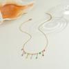 GEMCHIC Women's 18K Gold Plated Stainless Steel Zircon Layered Necklace Geometric Dangle Chain