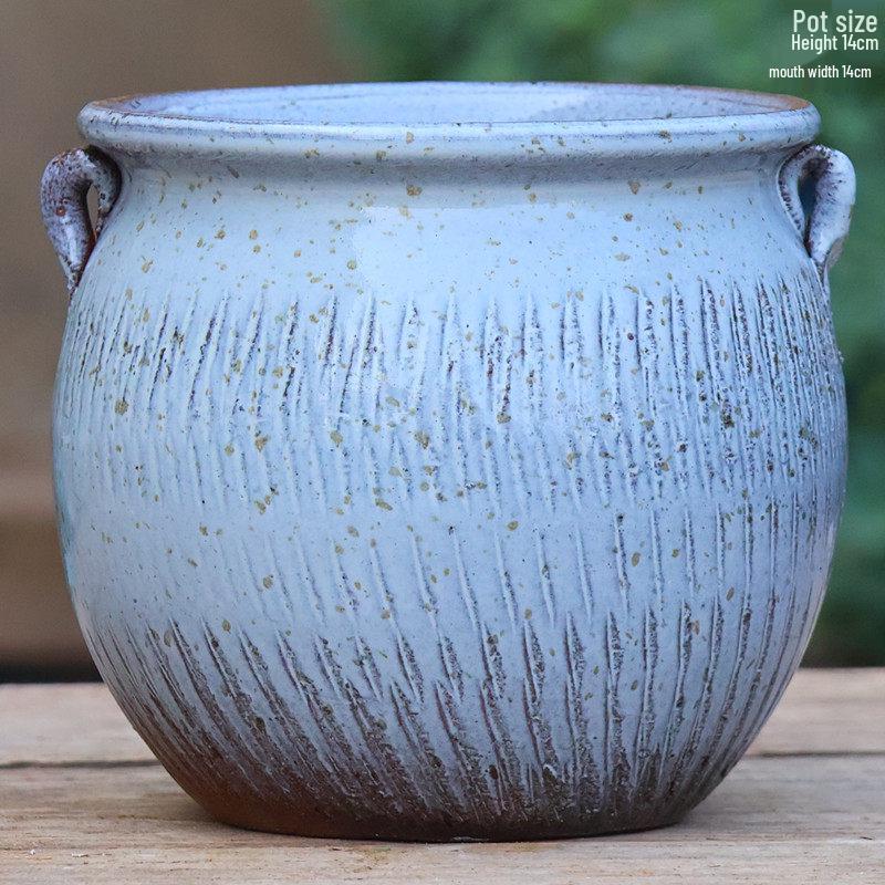 Retro Coarse Pottery Succulent Bonsai Floor Pot for Indoor Plants