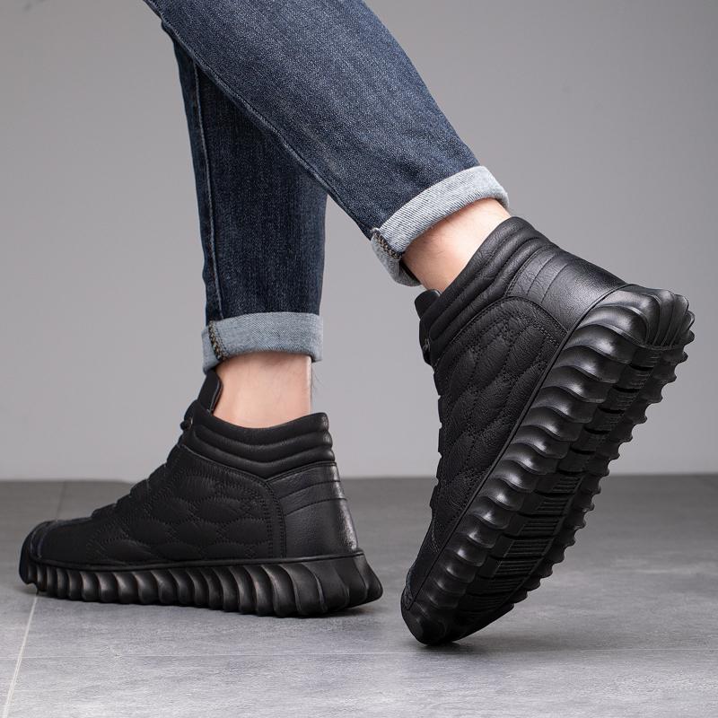 Мужская зимняя обувь, модные флисовые теплые кожаные ботинки, роскошные дизайнерские повседневные спортивные удобные ботильоны, обувь