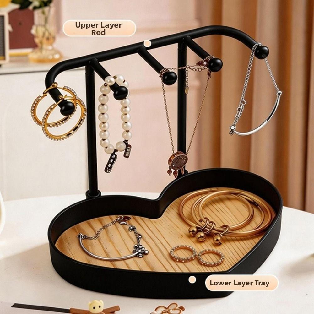 Hanging Holder Jewelry Display Rack With Wooden Base Necklaces Organizer Earrings Necklaces
