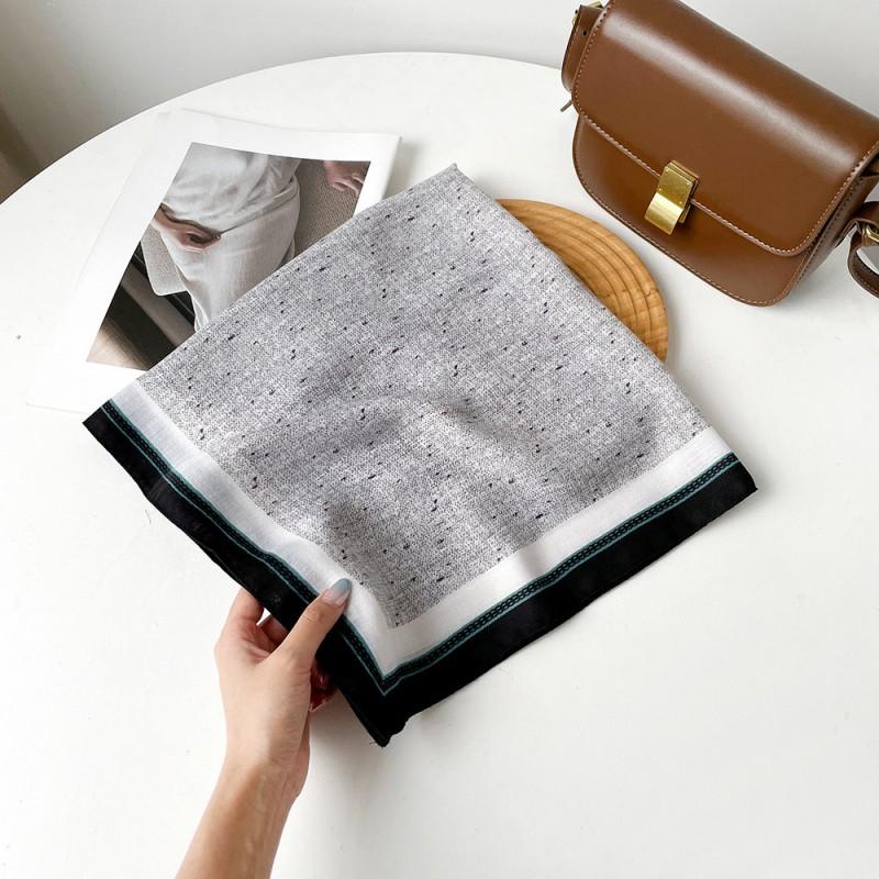 Herringbone Cashmere Blend Square Scarf Women Lightweight Vintage Print Neck Wrap 65x65cm Elegant Accessory