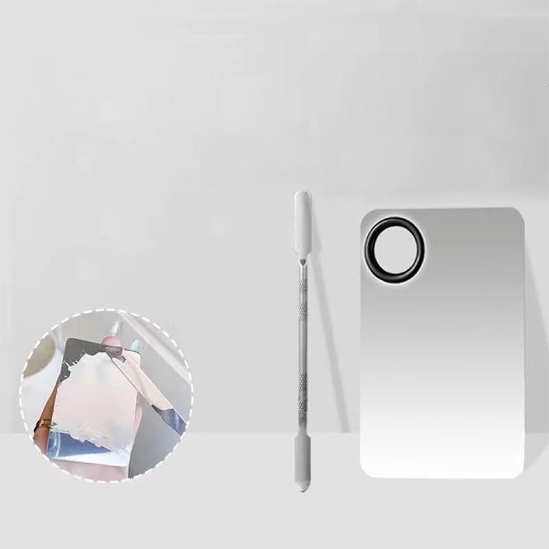Makeup Foundation Brush Mixing Palette Stainless Steel Foundation Lipstick Eye Shadow Mixer Palette With Spatula Makeup Tools
