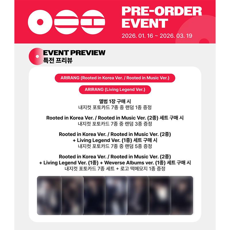 [Предзаказ] BTS 5-й студийный альбом [ARIRANG] НАБОР 3 ШТ. (Онлайн-преимущество)