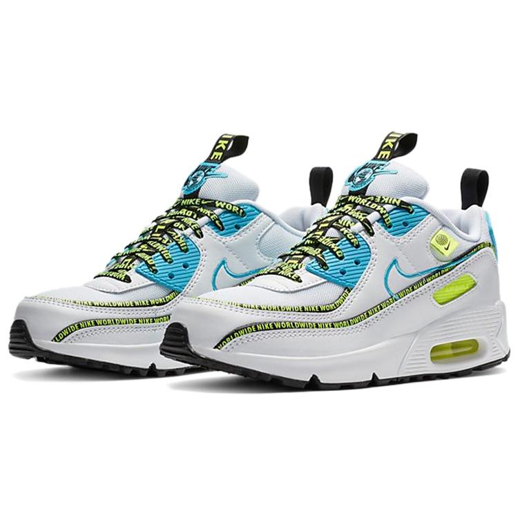 (GS) Детские кроссовки Nike Air Max 90 SE 'Worldwide Pack - Blue Fury Volt' CV7665-100