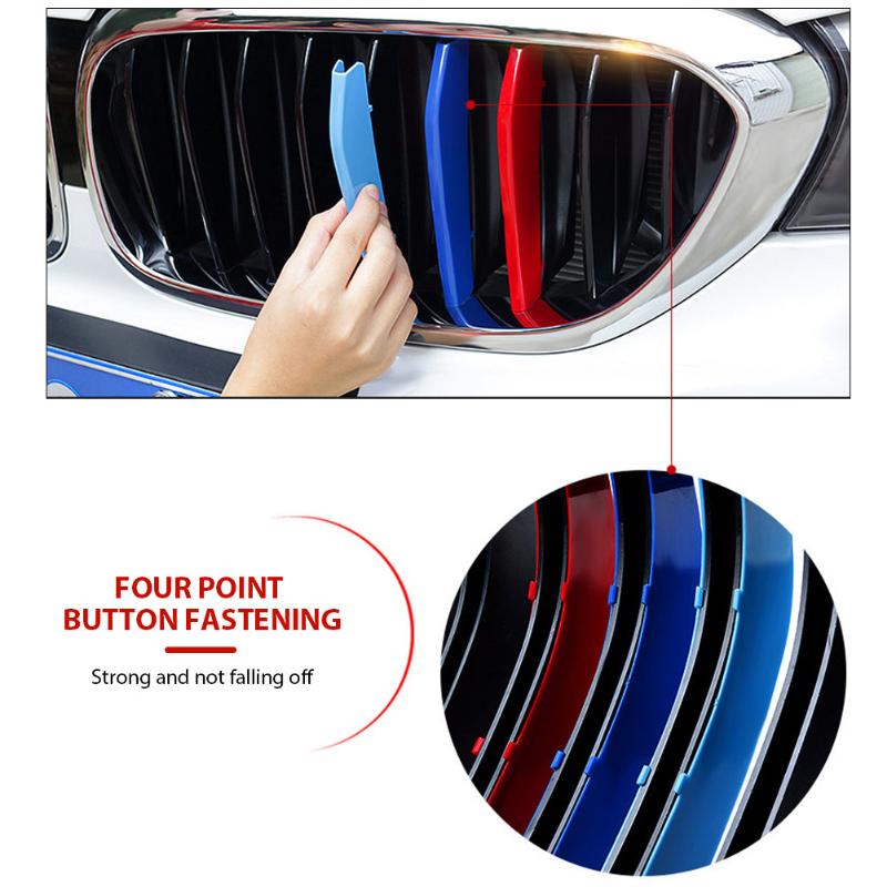 3pcs/Set M Power Car Racing Front Grille Trim Strips For X1 X2 X3 X5 E46 E90 E91 E92 E93 F30 E60 E61 F10 G30 G20 F07 F11 F18 Performance