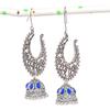 Natural Indian Look Jhumki Gemstone Silver Tribal Bali Earring 2.68" T7y08