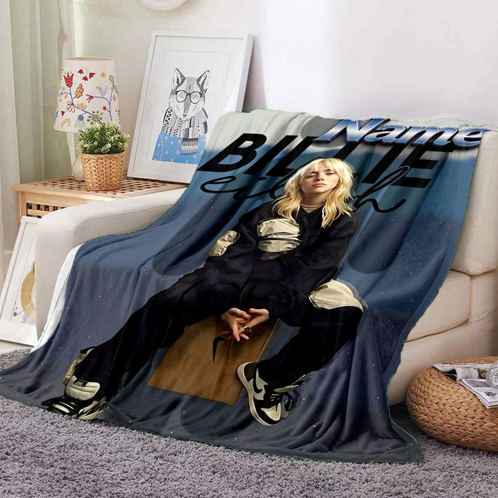 Custom Name Billie Eilish Flannel Blanket Throw Blanket Soft Warm Sofa Bed Camping Home Decor Unique Christmas Gift