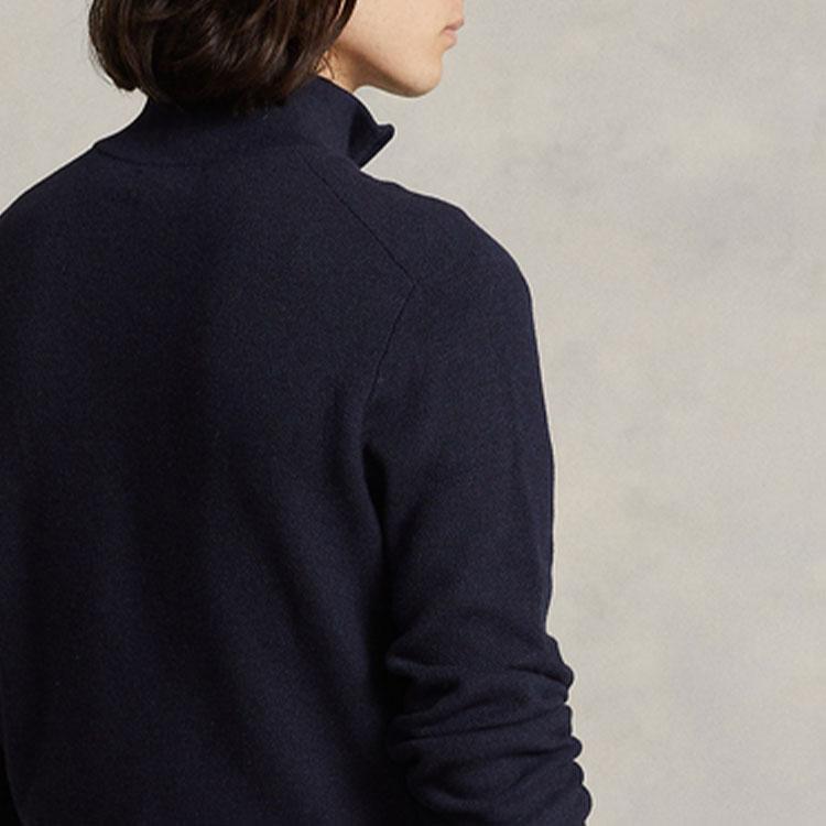 Polo Ralph Lauren FW22 Solid Logo Half-Zip Long Sleeve Knit Sweater Men Sweater Navy-Blue MNPOSWE16821109-410