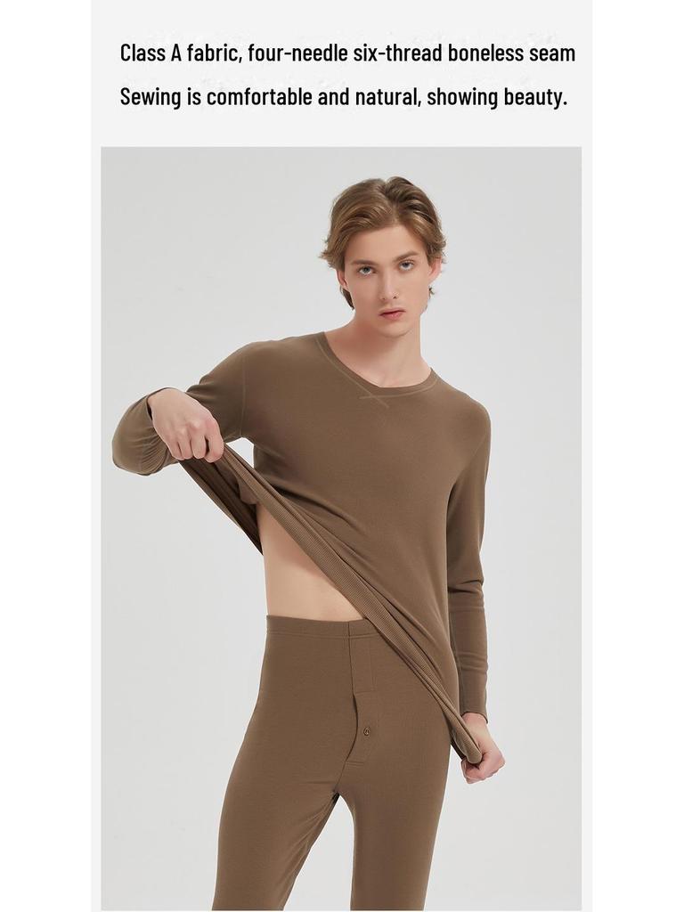 Men's Acrylic Thermal Underwear Set: German Velvet A-Type, Thick, Warm for Autumn and Winter.