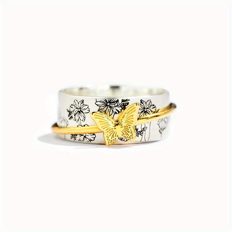 1pc Butterfly Ring Design, A Fashionable Two-color Ring, A Fresh and Sweet Daily Jewelry