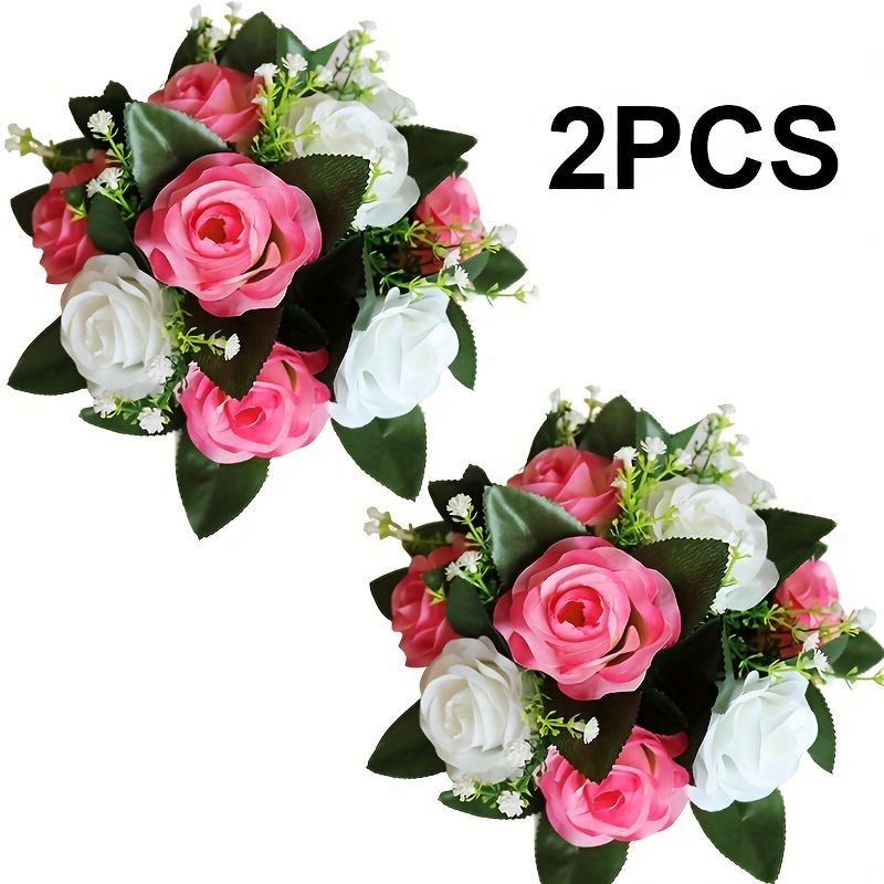 2Pcs Artificial Flower Wreath, New Year Decoration, Wedding Scene Props, Floral Arrangement Ornament, Table Party Home Decor, Fake Flowers, Hotel
