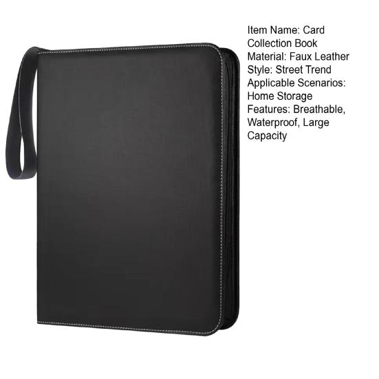 Game Card Collection Book 4 Pockets Fits 400 Cards with 50 Removable Sleeves Zipper Closure Card Binder Trading Card Holder Game Card Case Book