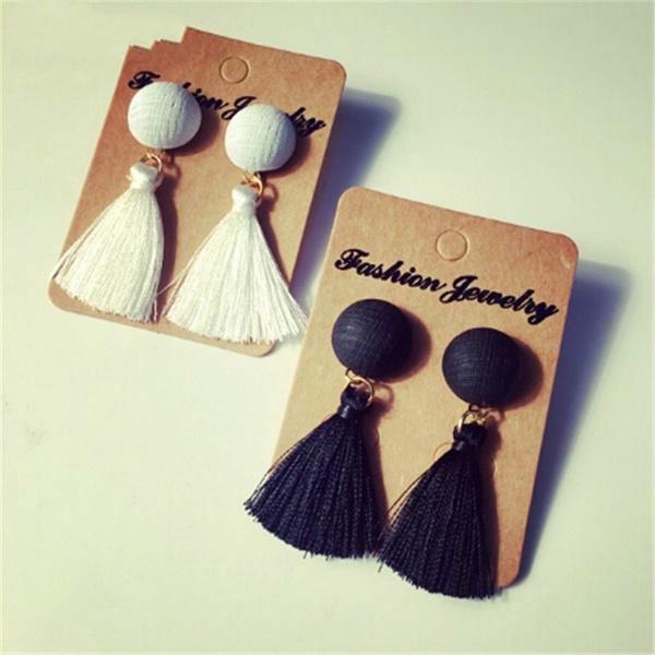 Модные круглые акриловые нити кисточки висячие серьги boucles d'oreille женщины