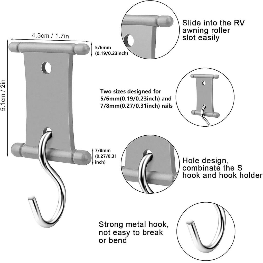 4/8 Pcs S Shaped Camping Awning Hooks Clips RV Tent Hangers Light Hangers With Holes For Caravan Camperb Accessories