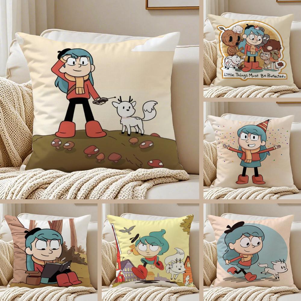 Cartoon HHilda Cushion Cover Silky Short Plush DoubleSided Printed Pillow Case for Sofa All Seasons Home Decor Gift