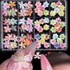 12Grids Mixed Colors 3D Carved Ice Crystal Flower Nail Charms Resin 3D Lily Flower Rhinestones for Luxury Manicure Decoration