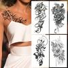Daisy Flower Temporary Tattoo For Women Men Sexy Realistic Fake Tattoos Sticker Large Black Peony Blossom Waterproof Tatoos