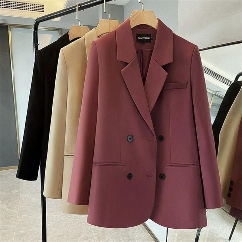 Women Autumn Winter Suit Coat Solid Color V-neck Long Sleeve Slim Fit Female Business Office Blazer Jacket