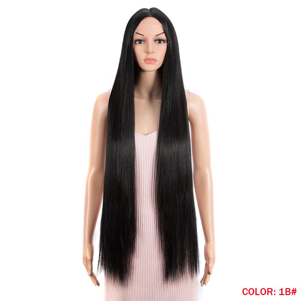 FASHION IDOL 38 inch Straight Hair Synthetic Lace Front Wigs For Women High Temperature Fiber Ombre Blonde Highlight Cosplay Wig