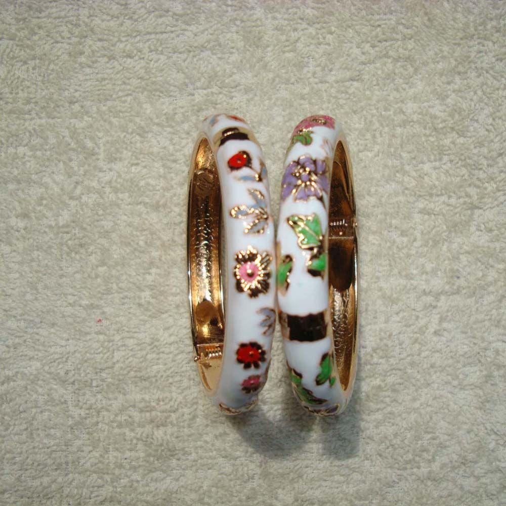 Ethnic Gifts For Women Girl Peony Cloisonne Enamel Filigree Bracelet Accessories Jewelry Bangles