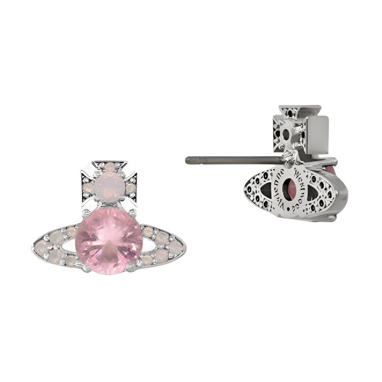 VIVIENNE WESTWOOD Серьги Ismene в форме Сатурна из латуни Женские серьги Серебряные Розово-алмазные 8053195228997