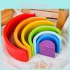 Seven Wooden Layer Rainbow Arch Blocks For Children Learning Development And