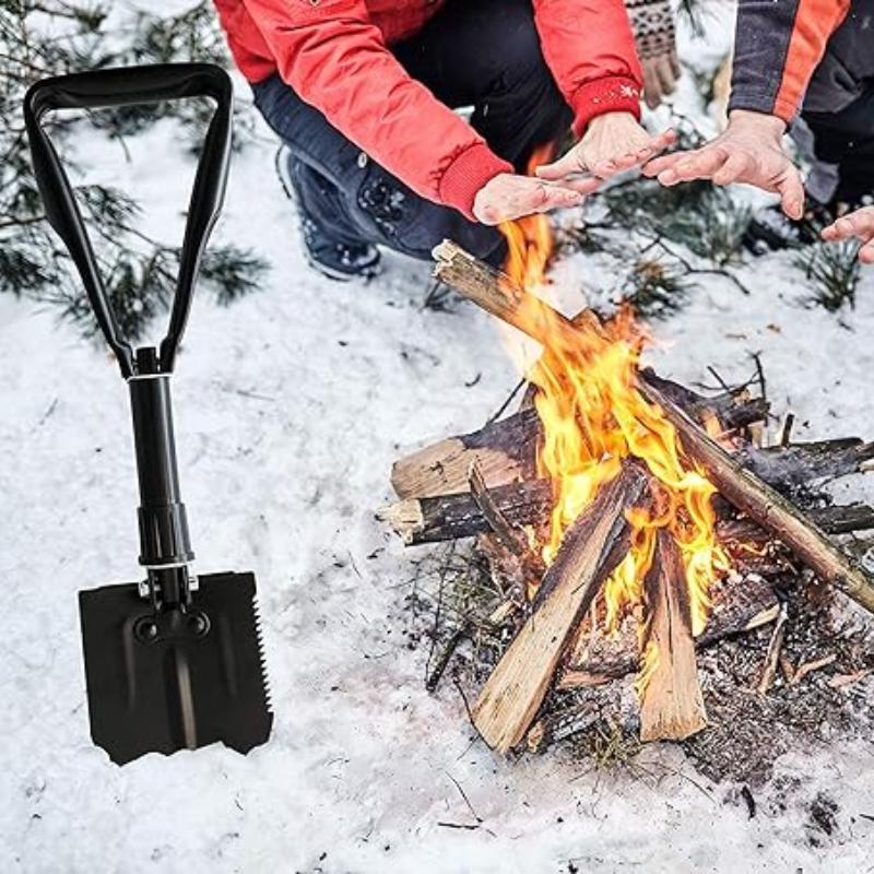 1pc Outdoor Shovel, Military Shovel, Tri-fold Trenching Tool with Serrated Teeth, Lightweight, Collapsible, Ideal for Camping, Survival and Trenching