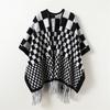 Retro Checkerboard Plaid Autumn And Winter Men'S And Women'S Double-Sided Shawls With Imitation Cashmere High-End Warm Fringed Scarf Cape