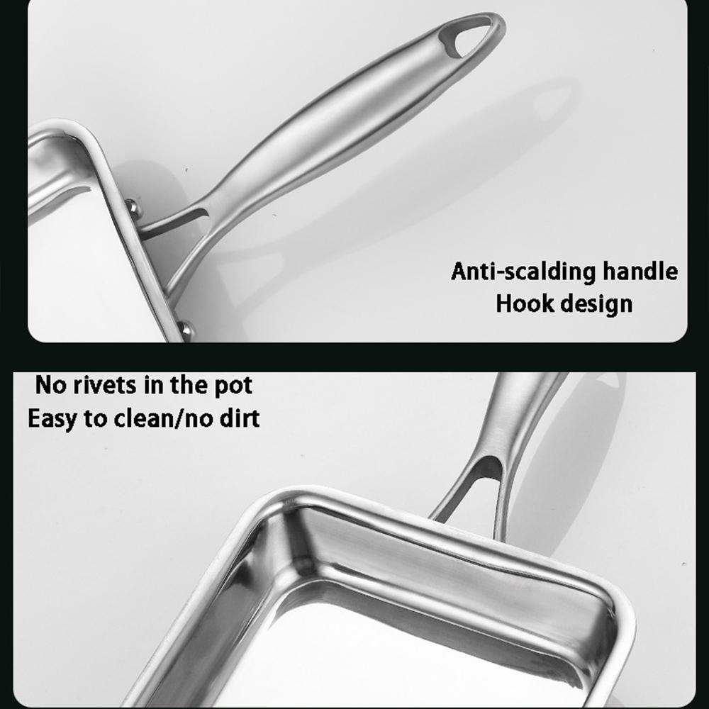 Stainless Steel Tamagoyaki Omelette Pot Non-stick Egg Frying Pan steak Skillet wok Home Gas Stove Pot Induction Kitchen Cookware