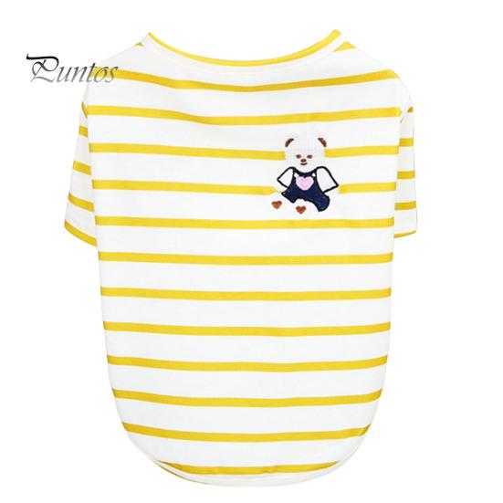 Милая тонкая футболка с круглым вырезом и рисунком медведя из мультфильма «Домашние животные», летний полосатый свитер для повседневной носки