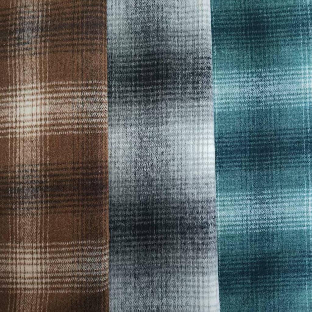 Shaoxing Brushed Plaid Fabric Shirt, Seasonal Fashion: Hats, Bags, Shoes, Hazy Plaid Coarse Woolen Collection.