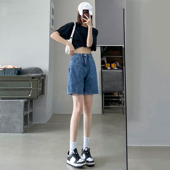 Джинсы длиной прямой, с высокой талией, застежкой-молнией и пуговицами, карманы в стиле ретро, ​​сплошной цвет, свободные женские туфли