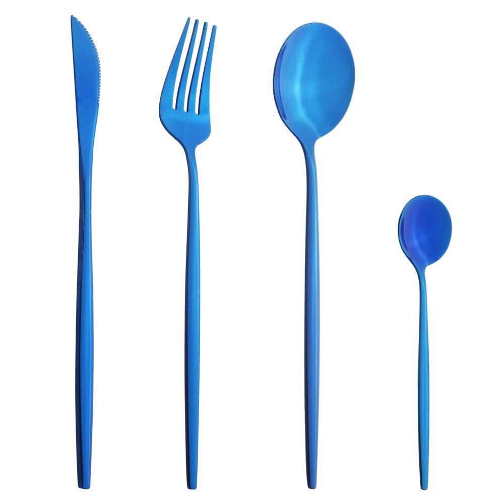 4Pcs Western Colorful Dinnerware Set Stainless Steel Cutlery Dinner Set Knife Fork Coffee Spoon Silverware Kitchen Tableware Set