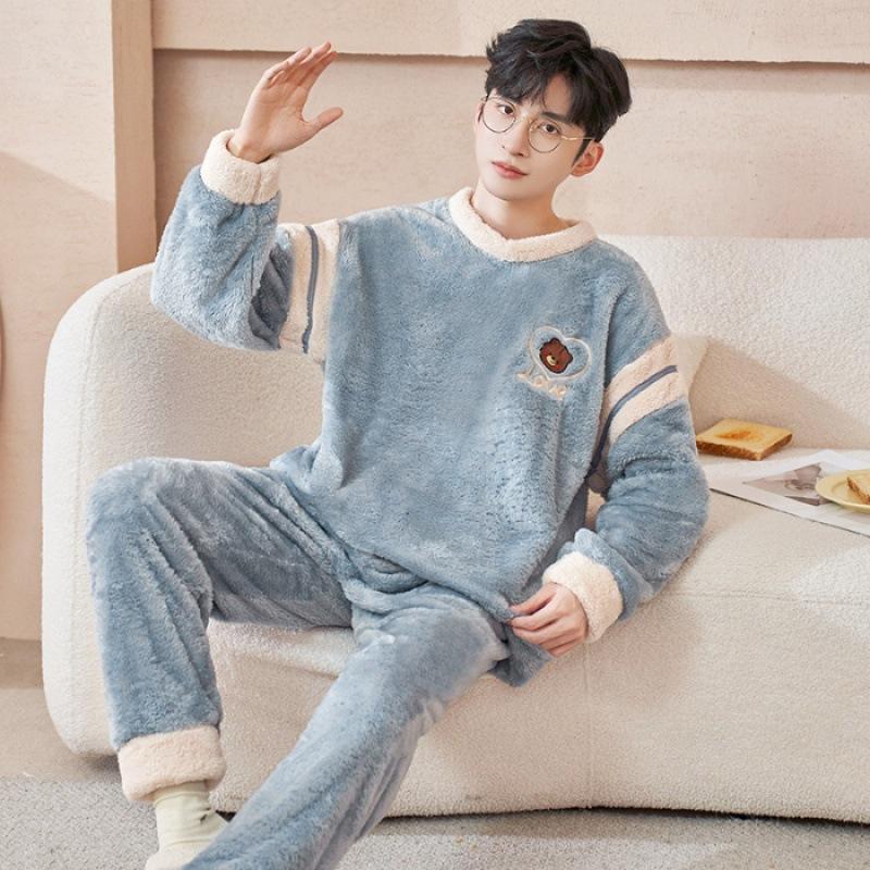 Осень и зима, новый фланелевой комплект с длинными рукавами для любителей мультфильмов, сладкий свободный коралловый бархат, домашняя одежда, пижамы