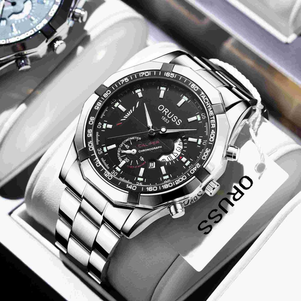 Men's Quartz Watch Large Dial Steel Band Waterproof Luminous Male Wristwatch for Daily Wear Office Business Travel Outdoor Boy