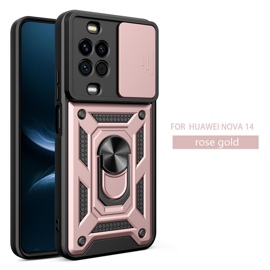 Чехол для Huawei nova 14 Pro Чехол для Huawei nova 14 Крышка Nova14pro Магнитное кольцо-держатель Бронированный чехол для телефона Защита камеры сдвижной задней крышкой