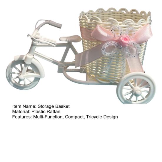 Маленькая ротанговая корзина для цветов, трехколесный велосипед, подставка для цветов, плетеная корзина для хранения