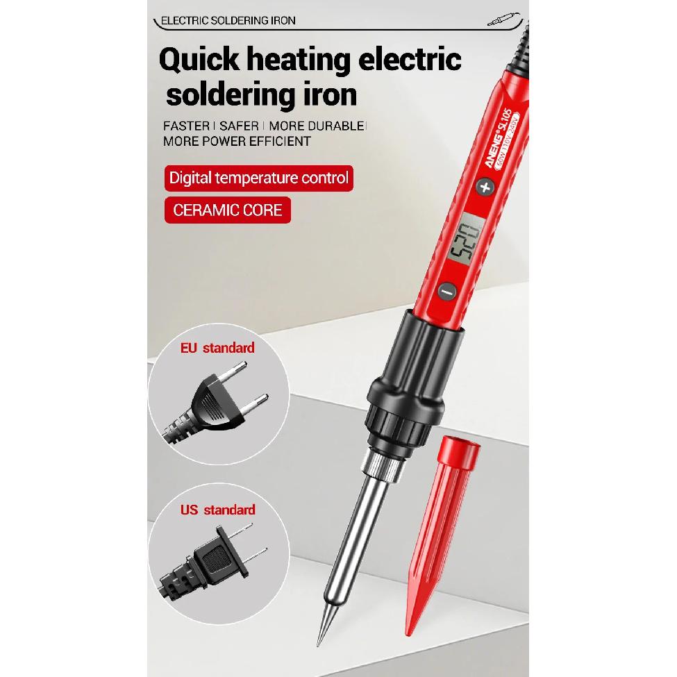 Electric Soldering Iron 60W Adjustable Temperature ANENG LCD Digital Display Portable Kit SL105 Welding Repair Electrician Tools